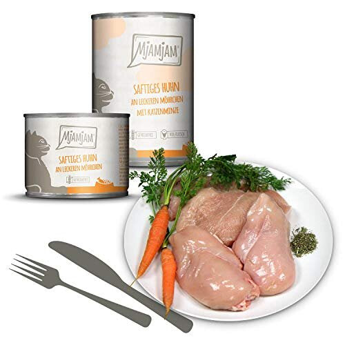 '- premium wet food for cats - juicy chicken with delicious carrots, pack of 6 (6 x 800 g), grain-free with extra meat