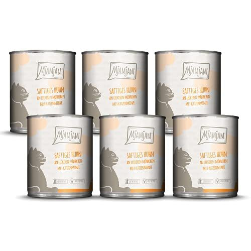 '- premium wet food for cats - juicy chicken with delicious carrots, pack of 6 (6 x 800 g), grain-free with extra meat
