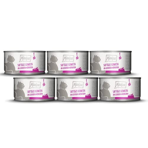 '- Premium wet food for cats - juicy pork on tasty carrots, 6 pack (6 x 100 g), grain-free with extra meat.