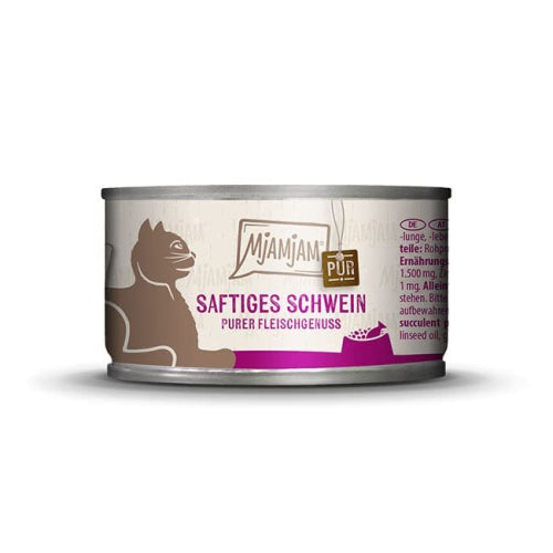 '- Premium wet food for cats - Pure meat enjoyment juicy pure pork, 6 pack (6 x 100 g), grain-free with extra meat.
