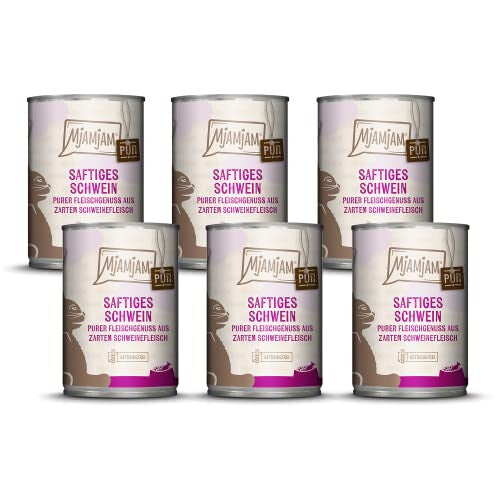 '- Premium wet food for cats - Pure meat enjoyment juicy pure pork, 6 pack (6 x 400 g), grain-free with extra meat.