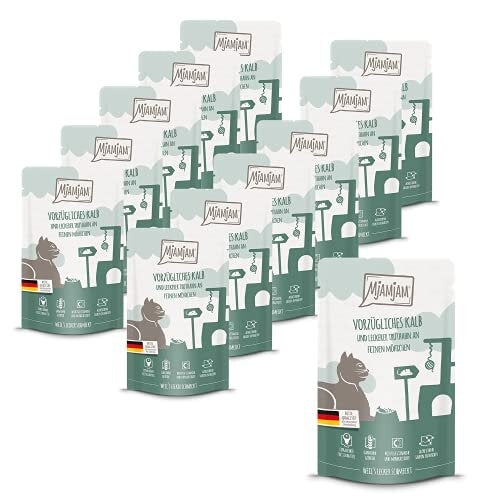 '- premium wet food for cats - Quetschie - excellent veal & turkey with delicious carrots, pack of 12 (12 x 125 g), grain-free with extra meat