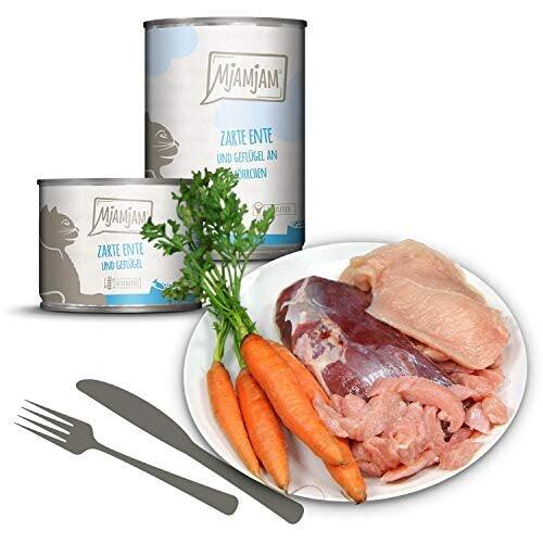 '- premium wet food for cats - tender duck & poultry with delicious carrots, pack of 6 (6 x 800 g), grain-free with extra meat