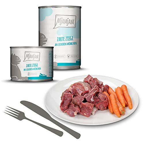 '- premium wet food for cats - tender goat with delicious carrots, pack of 6 (6 x 400 g), grain-free with extra meat
