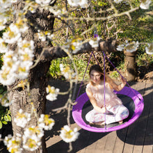 Relaxdays Outdoor Nest Swing for Kids & Adults, 110 cm, for Up To 100 kg, Round Swing, Purple