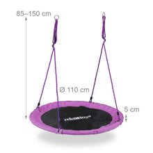 Relaxdays Outdoor Nest Swing for Kids & Adults, 110 cm, for Up To 100 kg, Round Swing, Purple