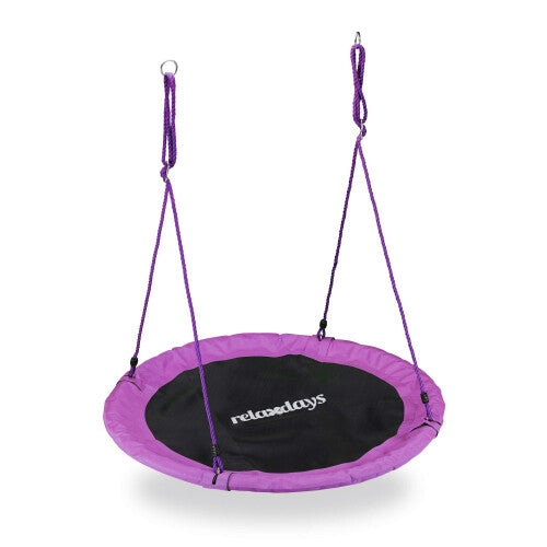 Relaxdays Outdoor Nest Swing for Kids & Adults, 110 cm, for Up To 100 kg, Round Swing, Purple