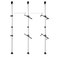 Relaxdays Telescoping Bike Stand for 2 Bicycles, Adjustable from 160 to 340 cm, Aluminium & Plastic, Extends Between Floor & Ceiling, Silver
