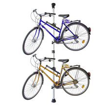 Relaxdays Telescoping Bike Stand for 2 Bicycles, Adjustable from 160 to 340 cm, Aluminium & Plastic, Extends Between Floor & Ceiling, Silver