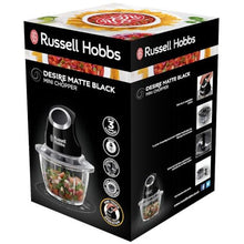 Russell Hobbs Desire Electric Fruit & Vegetable Mini Chopper, 1L glass bowl with 500ml food capacity & storage lid, 200W, 24662