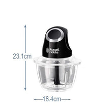 Russell Hobbs Desire Electric Fruit & Vegetable Mini Chopper, 1L glass bowl with 500ml food capacity & storage lid, 200W, 24662