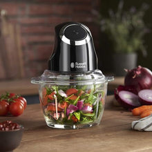 Russell Hobbs Desire Electric Fruit & Vegetable Mini Chopper, 1L glass bowl with 500ml food capacity & storage lid, 200W, 24662