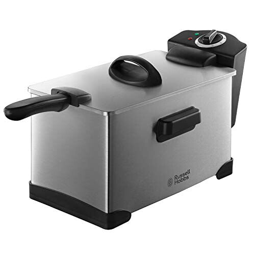 Russell Hobbs Electric Deep Fat Fryer, 3.2L capacity/can cook 1.2kg food, Brushed Stainless Steel housing & lid, Removable parts