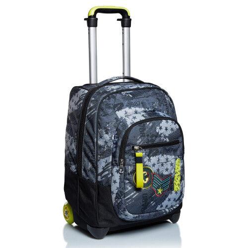 Seven Rolling backpack, FLY STARS Wheeled Book Bag, 2 in 1, Backpack + Trolley, for Teen, Girls&Boys, For School, Sport