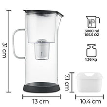 SILBERTHAL Glass Filtered Water Jug 2.7L | Large Water Filter Pitcher | 1 Filter Included