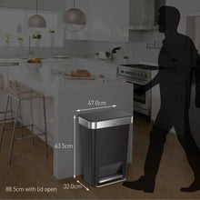 simplehuman CW1385CB 45L Rectangular Kitchen Pedal Bin with Liner Pocket, Silent Soft Close Lid, Strong Wide Steel Pedal,