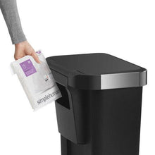 simplehuman CW1385CB 45L Rectangular Kitchen Pedal Bin with Liner Pocket, Silent Soft Close Lid, Strong Wide Steel Pedal,