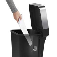 simplehuman CW1385CB 45L Rectangular Kitchen Pedal Bin with Liner Pocket, Silent Soft Close Lid, Strong Wide Steel Pedal,