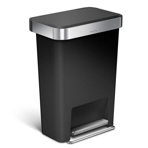 simplehuman CW1385CB 45L Rectangular Kitchen Pedal Bin with Liner Pocket, Silent Soft Close Lid, Strong Wide Steel Pedal,