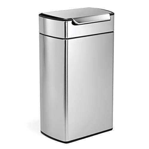 simplehuman CW2014 40L Rectangular Touch-Bar Kitchen Bin, Easy Open Touch-Bar, Stay-Open Lid