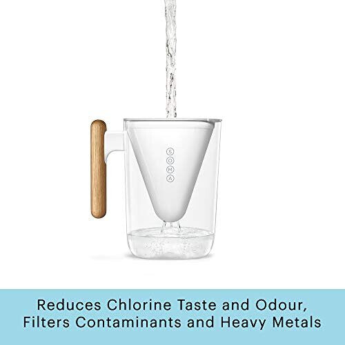 Soma Filter Jug | Filter Pitcher | Reduces Chlorine Taste and Odour | 6 Cup - 1.3L | One Replaceable Filter | White