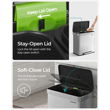 SONGMICS Kitchen Bin, 2 x 30L Stainless Steel Pedal Rubbish Bin with 15 Trash Bags, Recycling and Waste