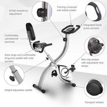 SportPlus Foldable Exercise Bike, Foldable with Backrest, Pulse Measurement, Training Programs, 24 Resistance Levels, Quiet and Maintenance-Free