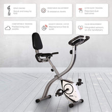 SportPlus Foldable Exercise Bike, Foldable with Backrest, Pulse Measurement, Training Programs, 24 Resistance Levels, Quiet and Maintenance-Free