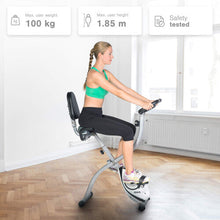 SportPlus Foldable Exercise Bike, Foldable with Backrest, Pulse Measurement, Training Programs, 24 Resistance Levels, Quiet and Maintenance-Free