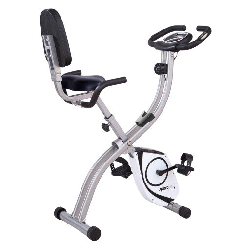 SportPlus Foldable Exercise Bike, Foldable with Backrest, Pulse Measurement, Training Programs, 24 Resistance Levels, Quiet and Maintenance-Free