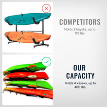 StoreYourBoard Omni 4 Kayak Storage Rack, Wall Mounted Indoor Garage Organizer, Holds up to 400 lbs.