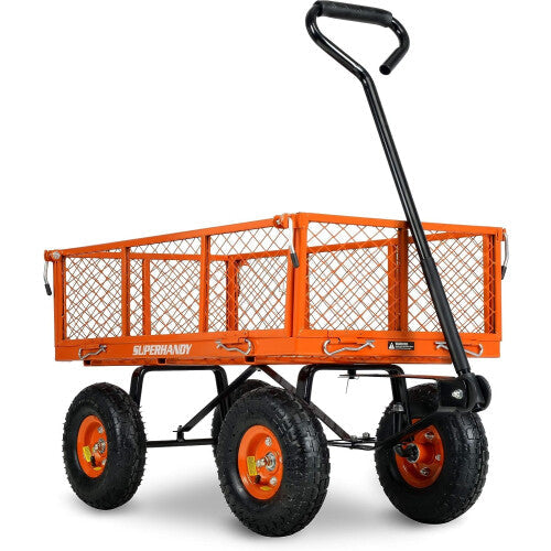 SuperHandy Wagon Utility Cart Hand Truck Manual Heavy Duty Lawn Garden with Removable Side Meshes 400 lbs Max Capacity, Black