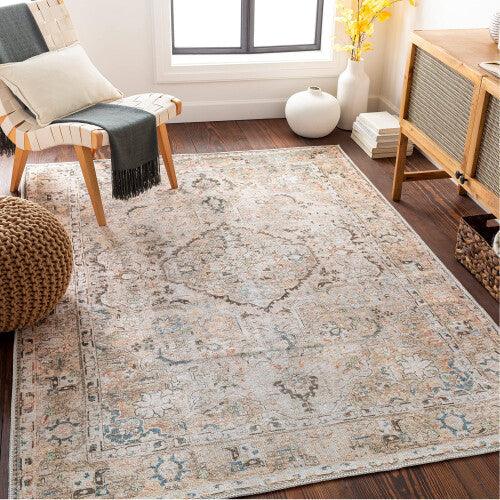 Surya Riverside Machine Washable Rug - Vintage Area Rugs Living Room, Kitchen, Outdoor, Hallway - Traditional Boho Rug Style