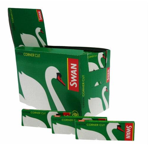 Swan Standard Size Green Corner Cut Cigarette Rolling Papers - 100 Booklets by Trendz