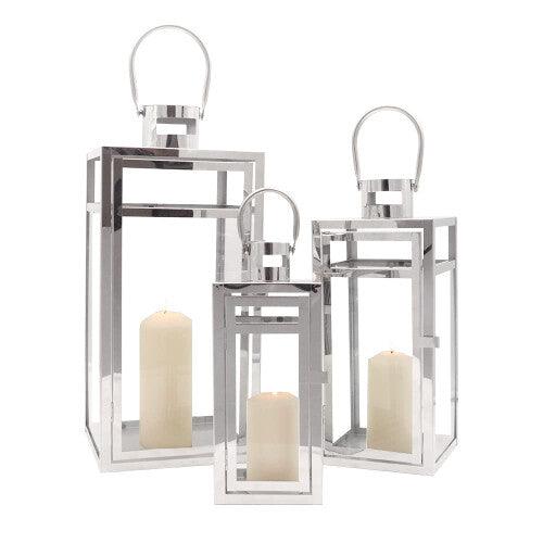 TRIROCKS Set of 3 Stainless Steel Decorative Lantern 48cm&38cm&30cm High Metal Hanging Lantern