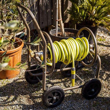 UPP All Metal 4-Wheel Garden Hose Reel Cart (with Protective Cover) | Can hold hose up to 60 m long I Hose Reel and Brass Hose