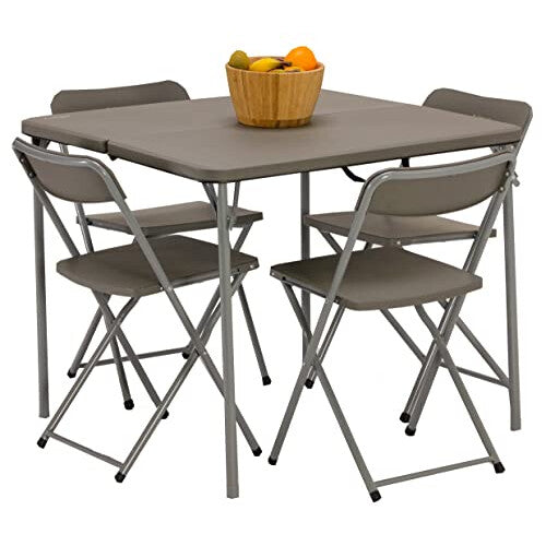 Vango Woodland Portable Picnic Table Set, Collapsible Camping Table, Folding Table and 2 Chair Set, Camping Equipment, Garden Furniture