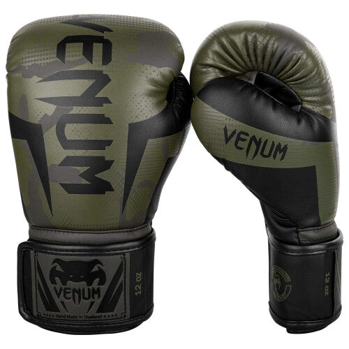 Venum Elite Adults Boxing Gloves, Khaki Camo, 12 Oz
