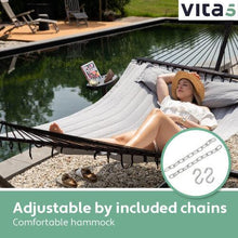 Vita5 Hammock with Stand and Sidetable – 2 Person Garden Hammocks with Cup Holder & Detachable Pillow