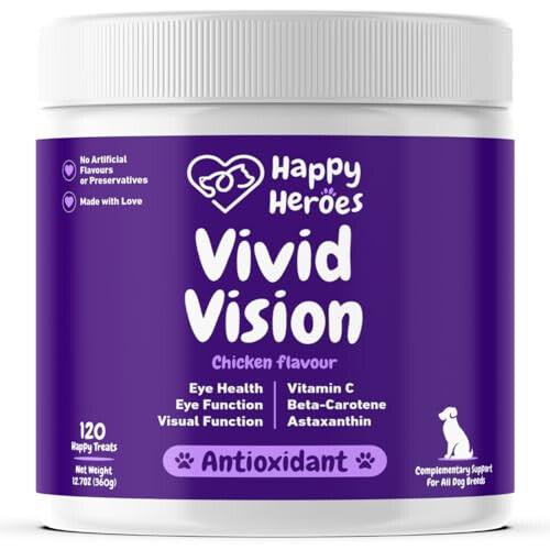 '- Vivid Vision Dog Supplement Treats, Antioxidant, Natural Eye Care Formula with Essential Vitamins, Visual Function, For All Dogs.