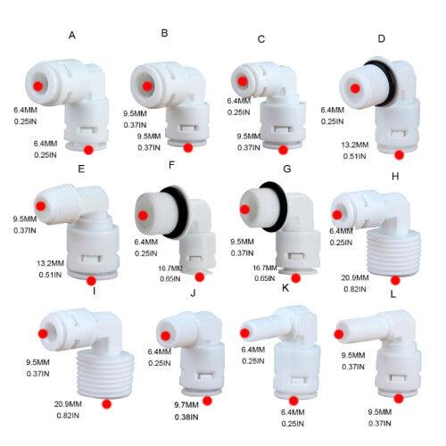 Water Purifier Accessories 1/4\" 3/8\" OD Hose To 1/4\" 3/8\" 1/2\" Quick Fitting RO Water Plastic Pipe Coupling Connector