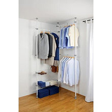 WENKO 50611100 Telescopic clothes rack system Herkules Duo - adjustable organisation system, coat rack system, Steel, 164-215 x 165-300 x 38 cm, White