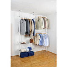 WENKO 50611100 Telescopic clothes rack system Herkules Duo - adjustable organisation system, coat rack system, Steel, 164-215 x 165-300 x 38 cm, White