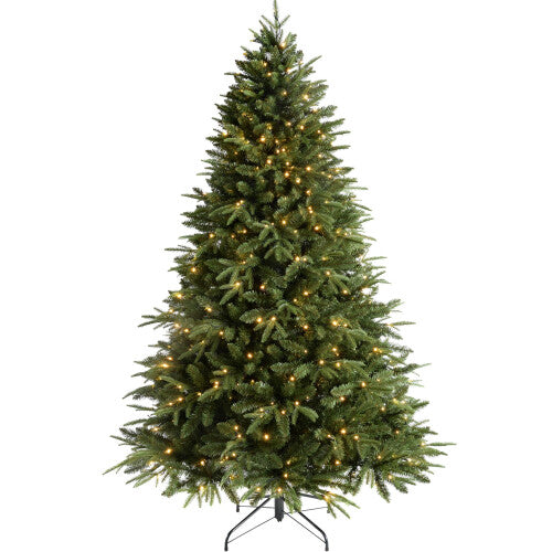 WeRChristmas Pre-Lit Windsor Fir Multi-Function Christmas Tree with 500 Warm White LED Lights - 7 feet/2.1 m, Green
