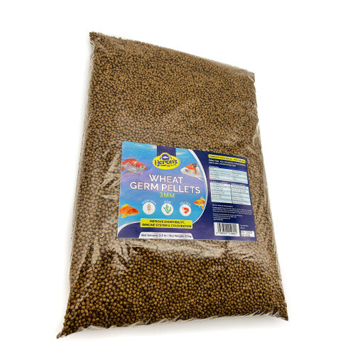 '- Wheatgerm Pellets - 3 mm Pellets for all Goldfish, Japanese koi and Pond Fish - OMEGA-3 Fatty Acids, Vitamin E and C - Improves Digestion, Liver