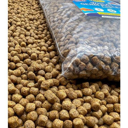 '- Wheatgerm Pellets - 6 mm Pellets for all Goldfish, Japanese koi and Pond Fish - OMEGA-3 Fatty Acids, Vitamin E and C - Improves Digestion, Liver