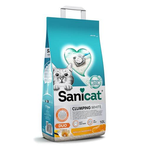 '- White Clumping Cat Litter - Vanilla and Mandarin Scent | Made from natural minerals with odor control | Absorbs moisture and forms clumps for easy