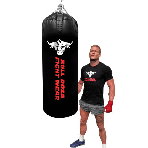 XL Tank Bull Doza Fight Wear Heavy-Duty Self-Fill Punching Bag – Punch Bag with Hanging Chains, Swivel, Carabiners – Boxing Bag (XL TANK 4FT)