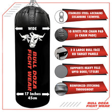 XL Tank Bull Doza Fight Wear Heavy-Duty Self-Fill Punching Bag – Punch Bag with Hanging Chains, Swivel, Carabiners – Boxing Bag (XL TANK 4FT)