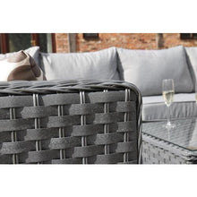 YAKOE 50020 Papaver Conservatory Modular 9 Seater Rattan Corner Garden Sofa Furniture Set - Grey